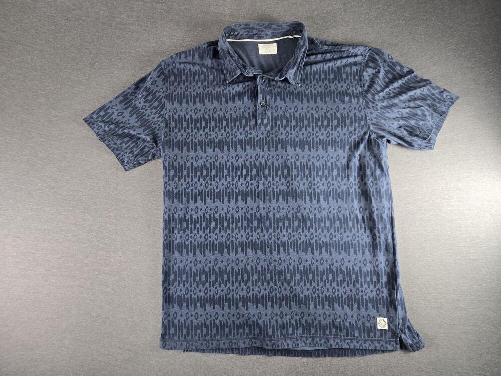 Linksoul Polo Shirt Mens 2XL Blue Geometric Print Golf Jersey Logo Casual Summer